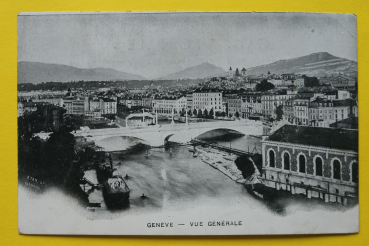 Ansichtskarte AK Genf / Stadtansicht / 1905-1915 / Gebäude – Brücke – Wäscherei im Fluss – Architektur